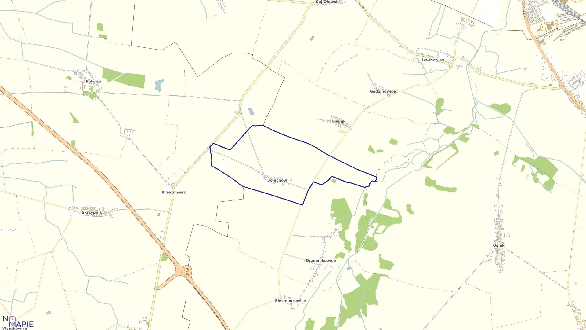 Mapa obrębu BOLECHÓW w gminie Oława