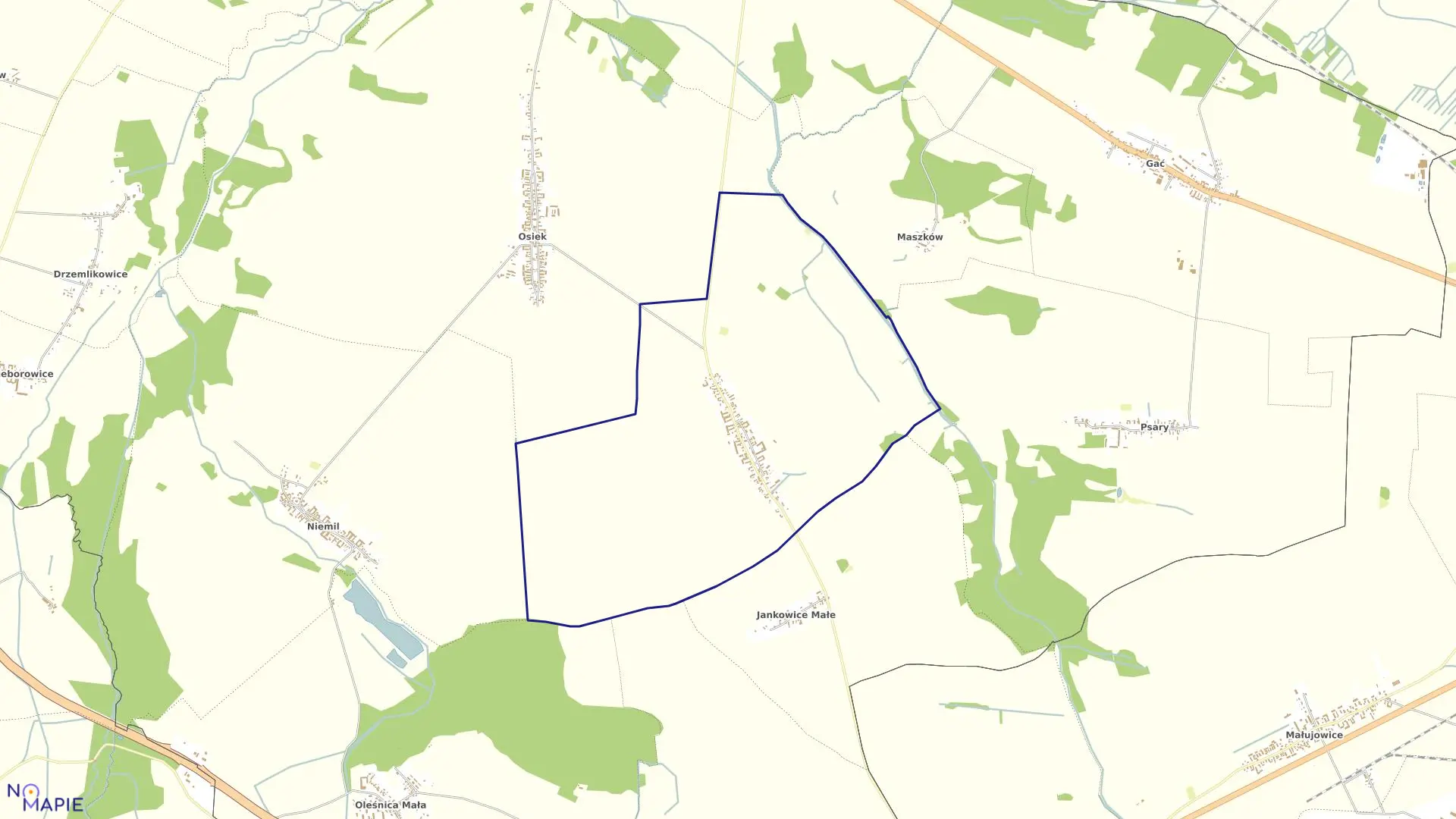 Mapa obrębu CHWALIBOŻYCE w gminie Oława