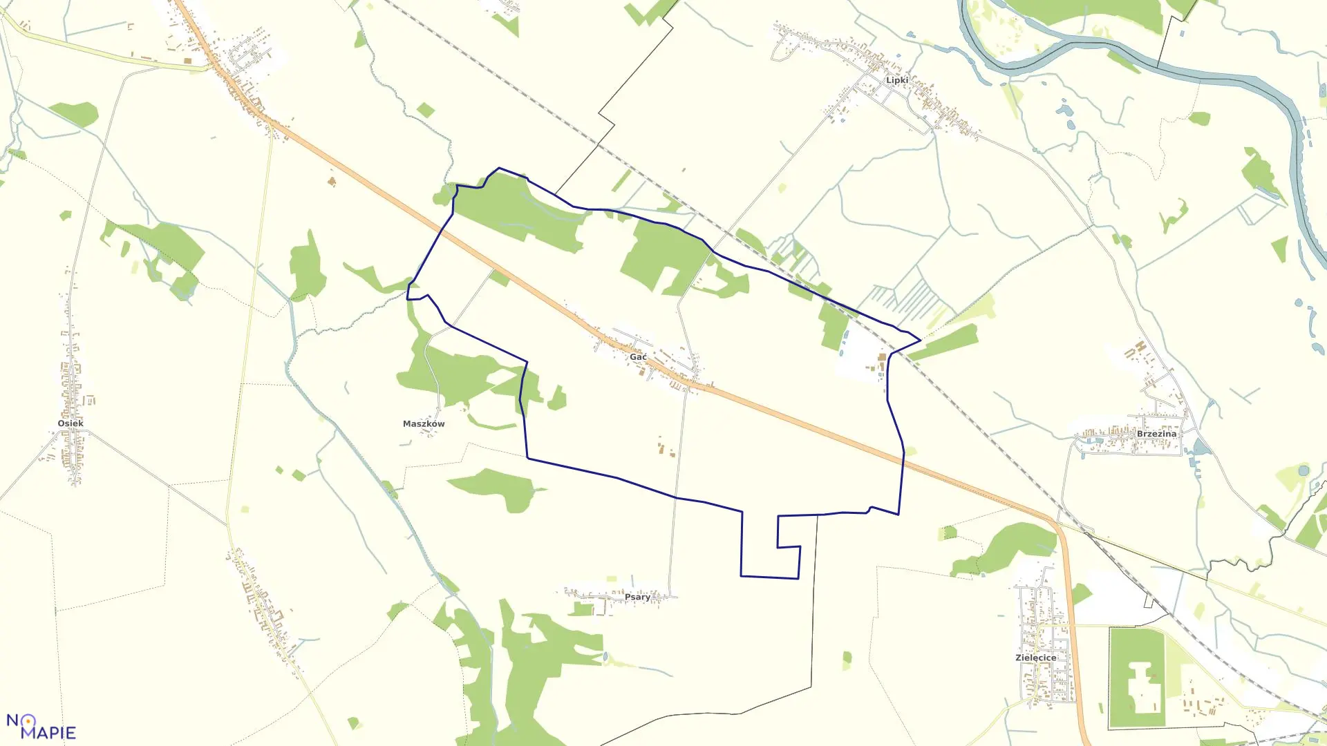 Mapa obrębu GAĆ w gminie Oława