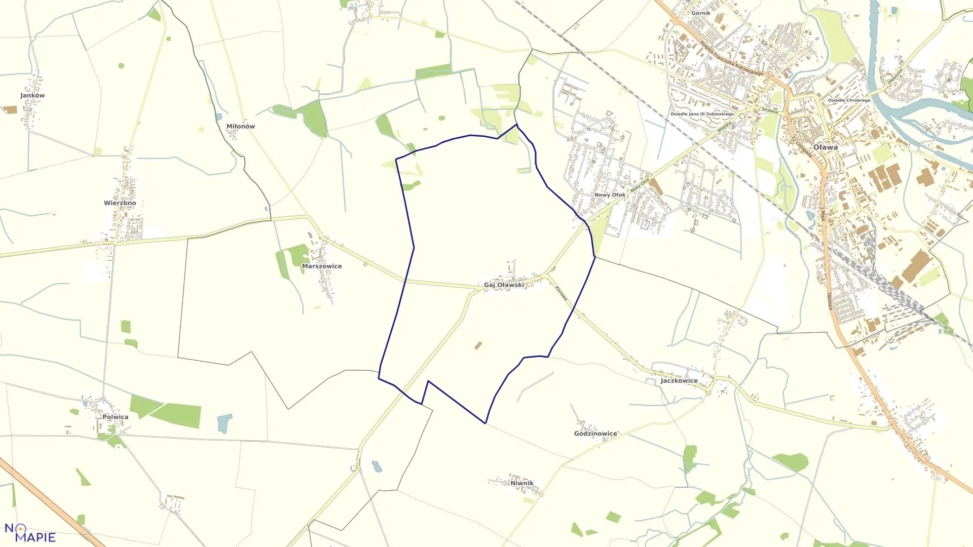 Mapa obrębu GAJ OŁAWSKI w gminie Oława