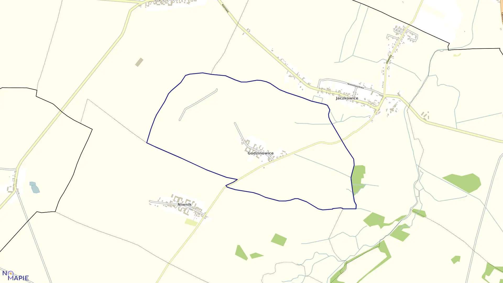 Mapa obrębu GODZINOWICE w gminie Oława
