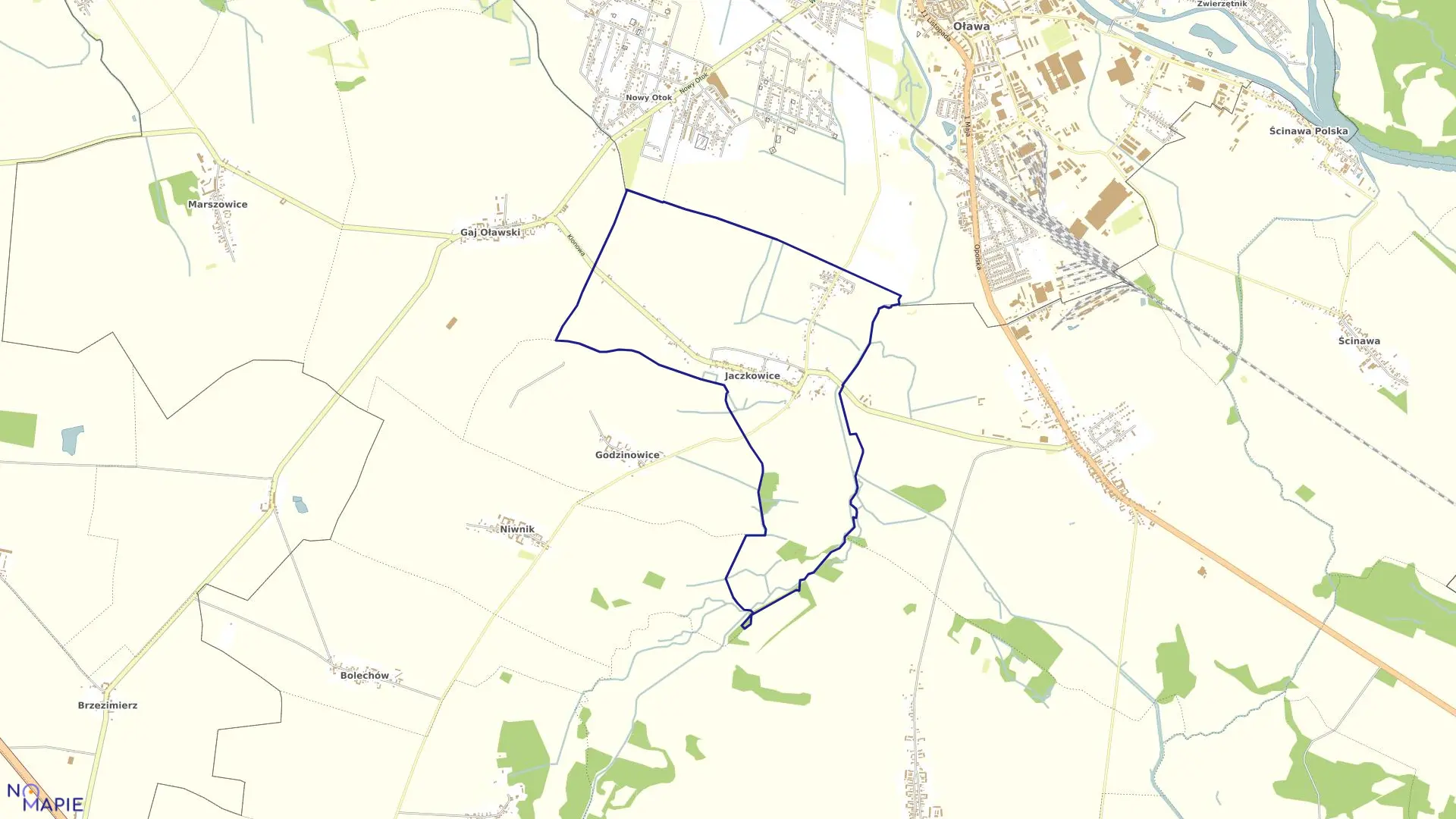 Mapa obrębu JACZKOWICE w gminie Oława
