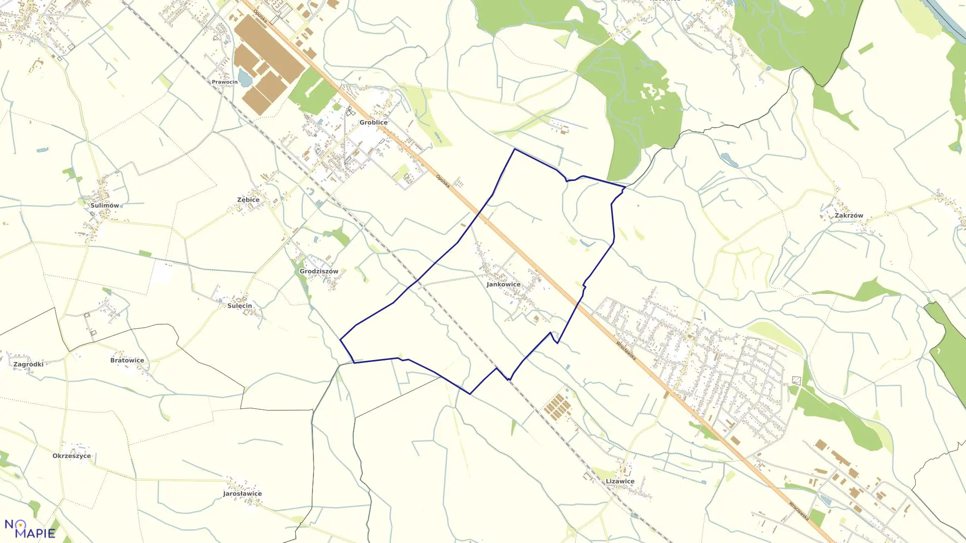 Mapa obrębu JANKOWICE w gminie Oława