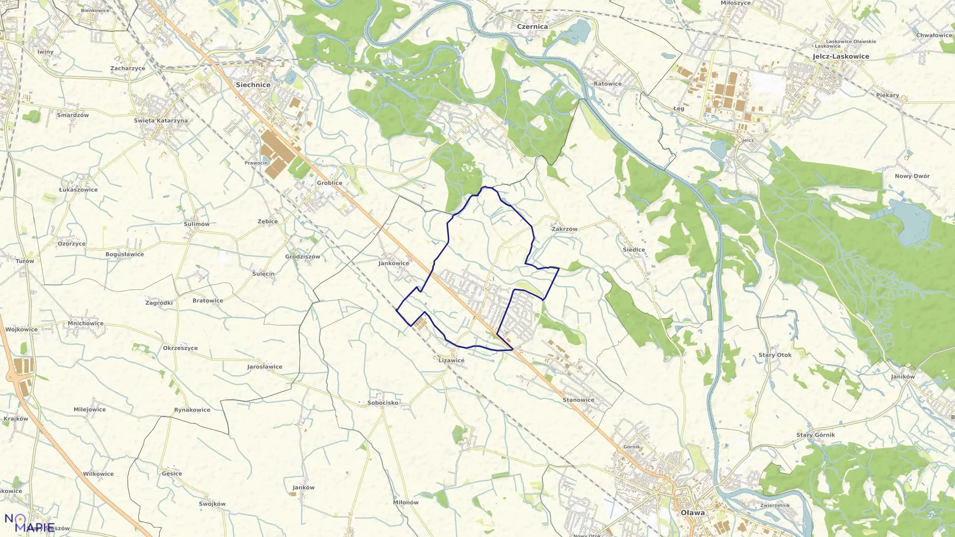 Mapa obrębu MARCINKOWICE w gminie Oława