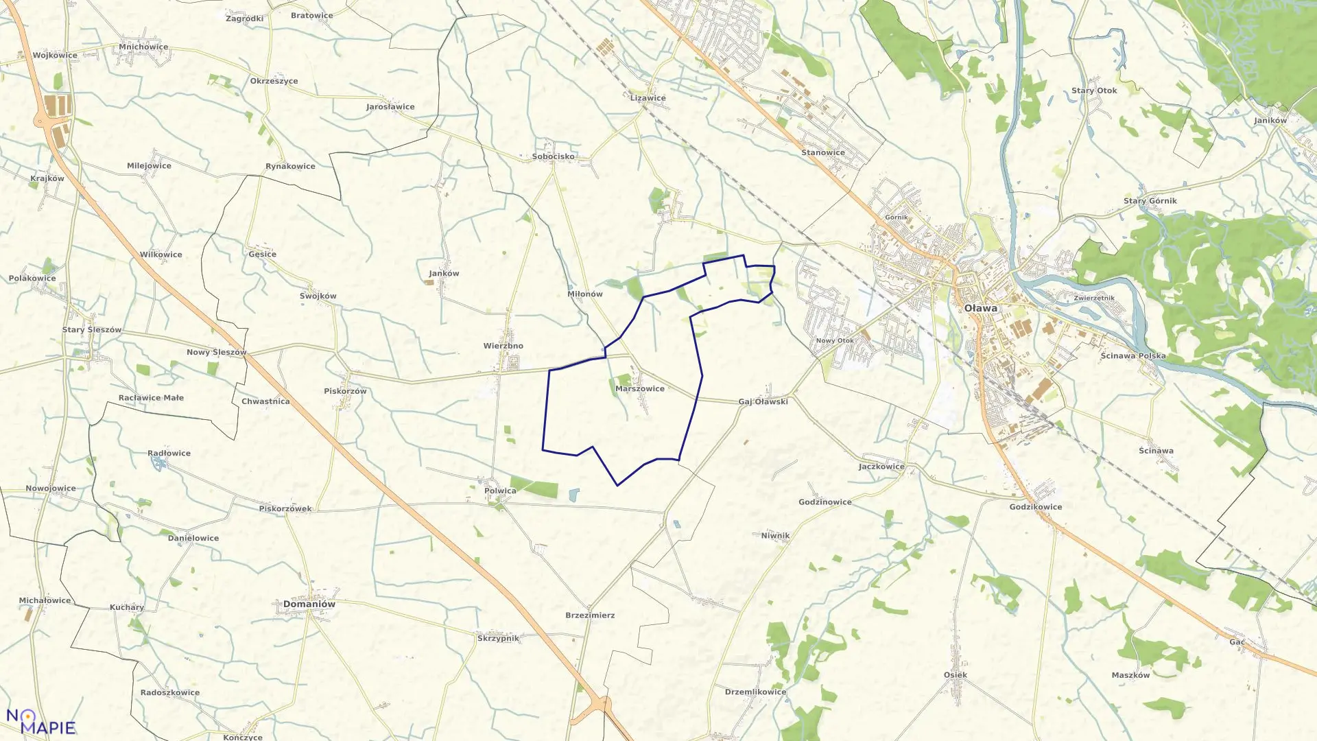 Mapa obrębu MARSZOWICE w gminie Oława