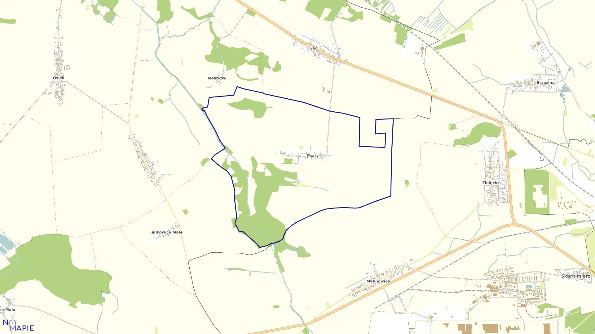 Mapa obrębu PSARY w gminie Oława