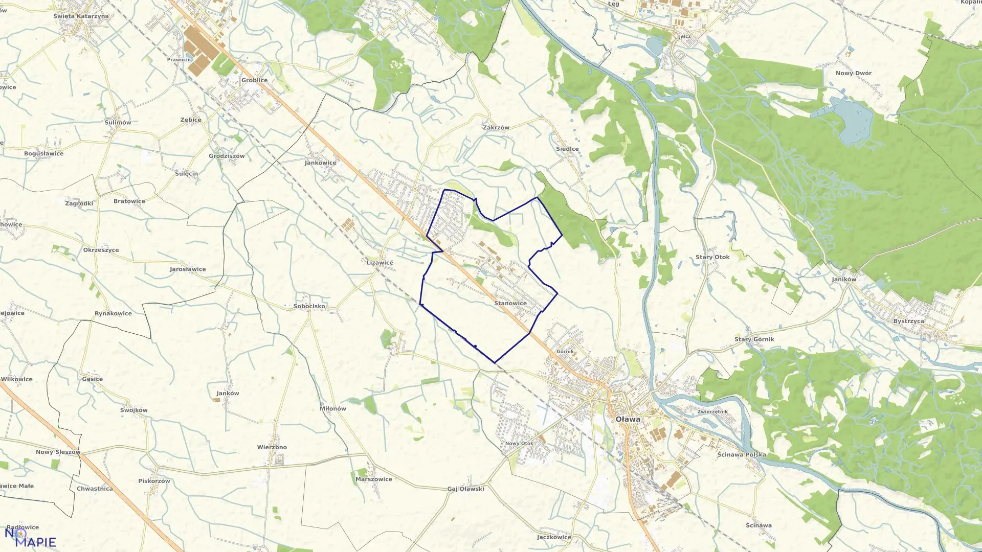 Mapa obrębu STANOWICE w gminie Oława