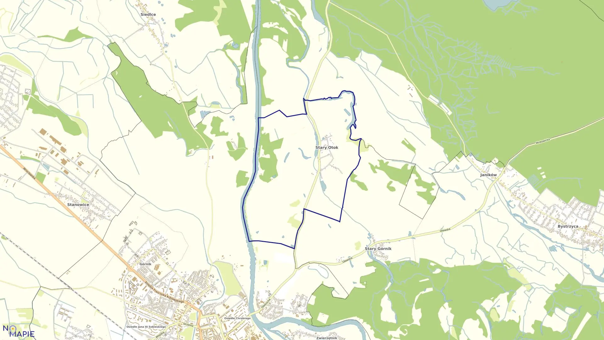 Mapa obrębu STARY OTOK w gminie Oława